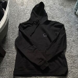 Ivory Ella Black Hoodie with Blue Elephant Design